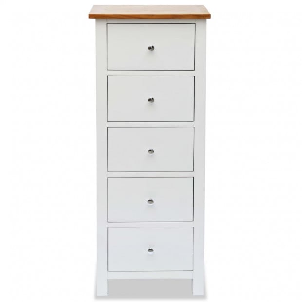 Tall Chest Of Drawers 45x32x115 Cm Solid Oak Wood Image 3