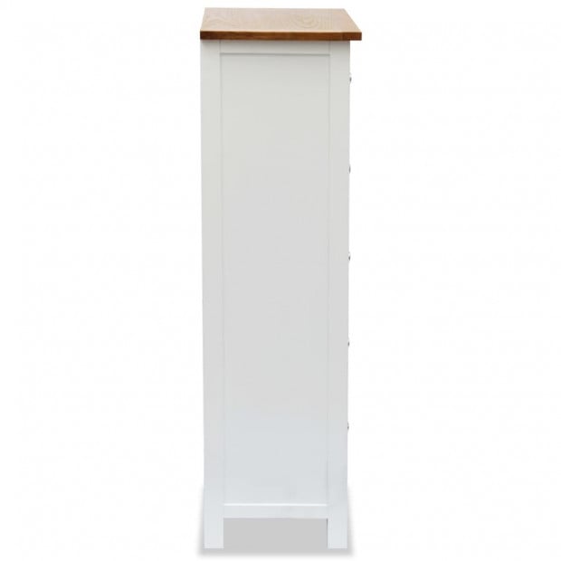 Tall Chest Of Drawers 45x32x115 Cm Solid Oak Wood Image 4