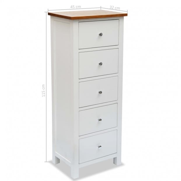 Tall Chest Of Drawers 45x32x115 Cm Solid Oak Wood Image 6
