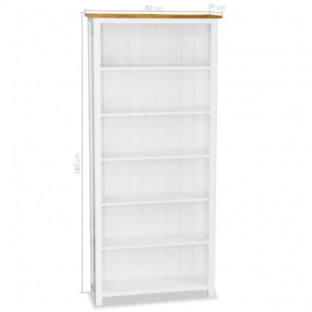 6-tier Bookcase 80x30x180 Cm Solid Oak Wood Image 5