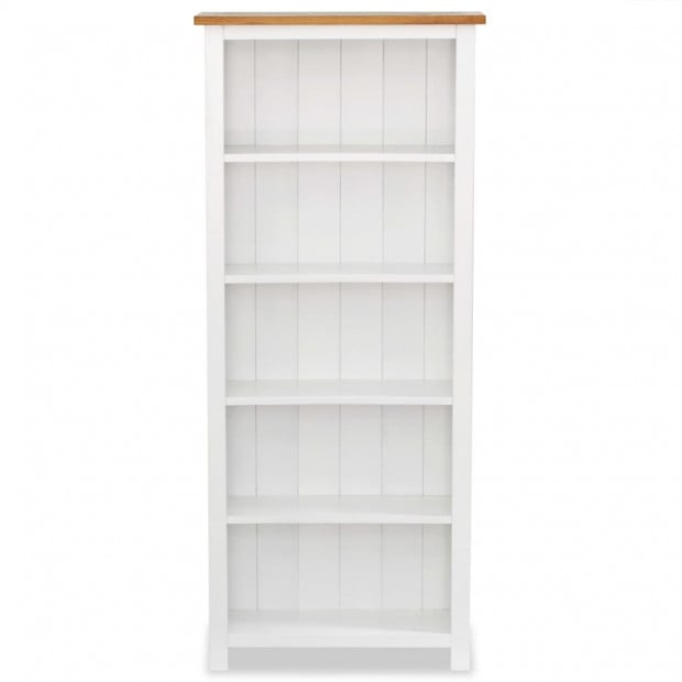 5-tier Bookcase 60x22.5x140 Cm Solid Oak Wood Image 2