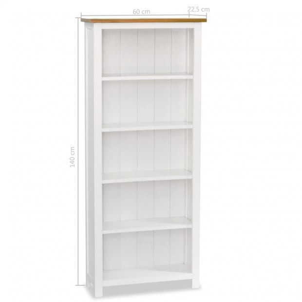 5-tier Bookcase 60x22.5x140 Cm Solid Oak Wood Image 5