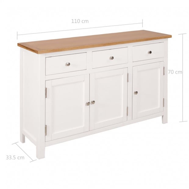 Sideboard 110x33.5x70 Cm Solid Oak Wood Image 10