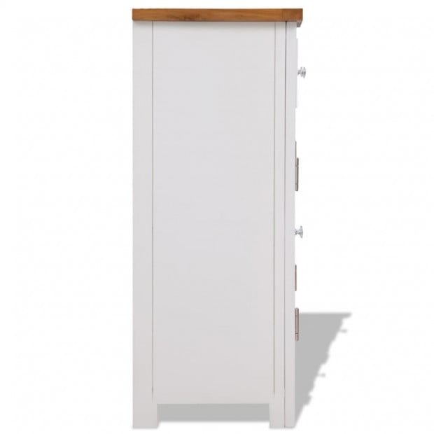 Sideboard 90x33.5x83 Cm Solid Oak Wood with White Paint Finish Image 4