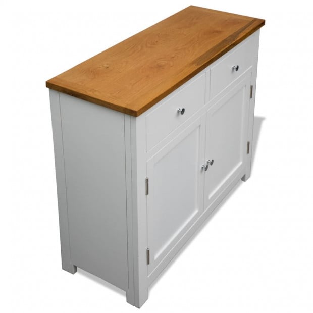 Sideboard 90x33.5x83 Cm Solid Oak Wood with White Paint Finish Image 5