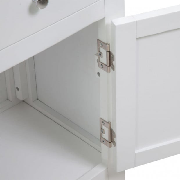 Sideboard 90x33.5x83 Cm Solid Oak Wood with White Paint Finish Image 7