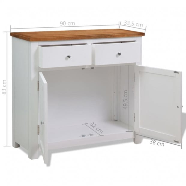 Sideboard 90x33.5x83 Cm Solid Oak Wood with White Paint Finish Image 8
