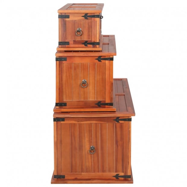 Storage Chests 3 Pcs Solid Acacia Wood Image 5