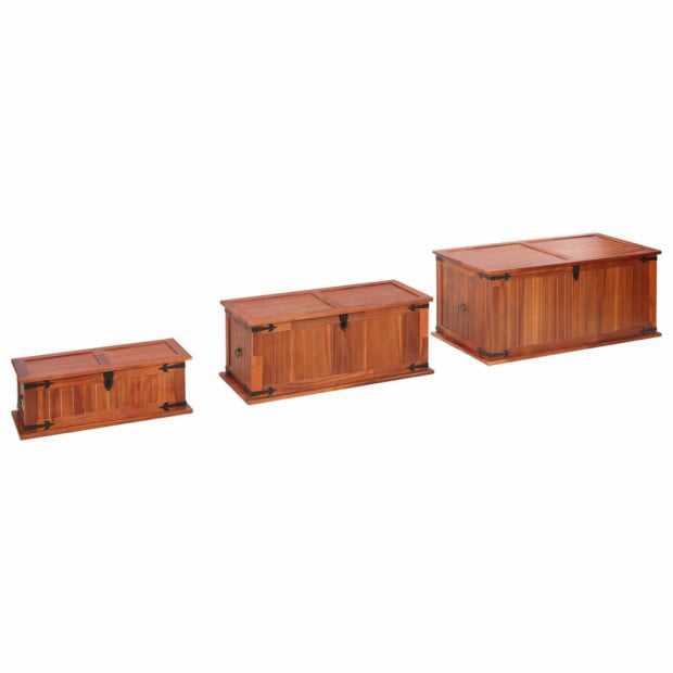 Storage Chests 3 Pcs Solid Acacia Wood Image 7