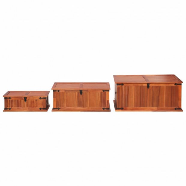 Storage Chests 3 Pcs Solid Acacia Wood Image 8
