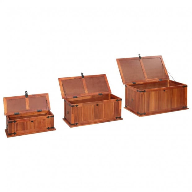 Storage Chests 3 Pcs Solid Acacia Wood Image 9