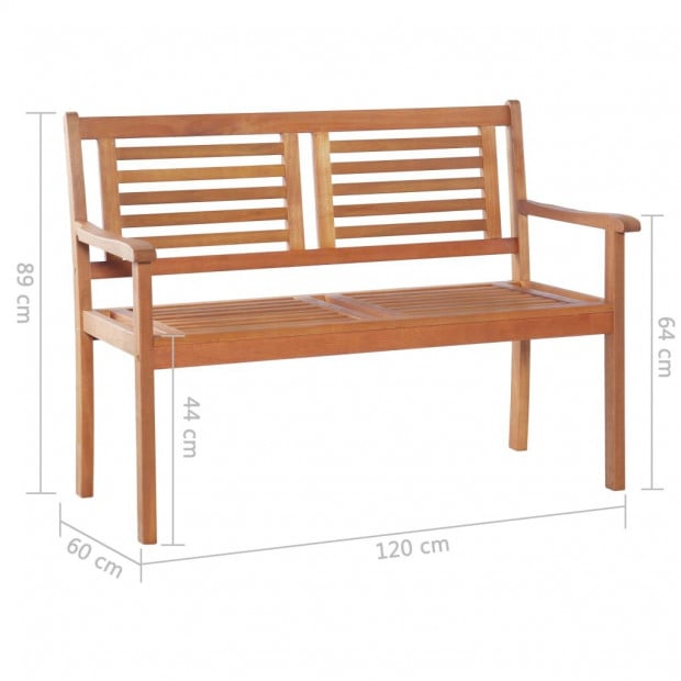 2-seater Garden Bench 120 Cm Solid Eucalyptus Wood Image 5
