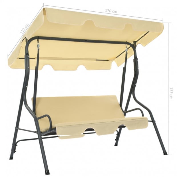 Garden Swing Chair Cream White 170x110x153 Cm Image 6