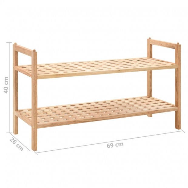 Shoe Rack Solid Walnut Wood 69x26x40 Cm Image 6