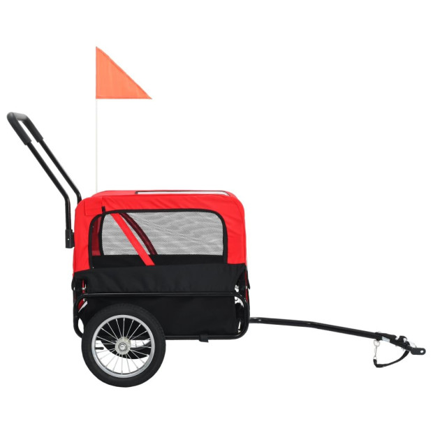 2-in-1 Pet Bike Trailer & Jogging Stroller Red And Black Image 3
