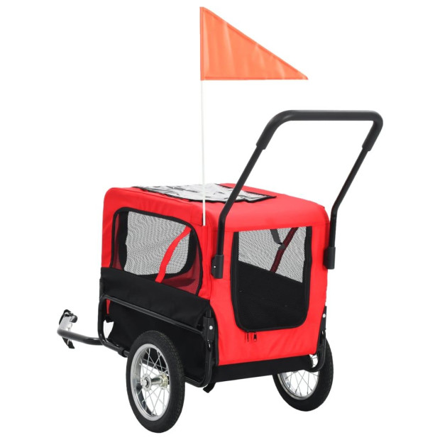 2-in-1 Pet Bike Trailer & Jogging Stroller Red And Black Image 4
