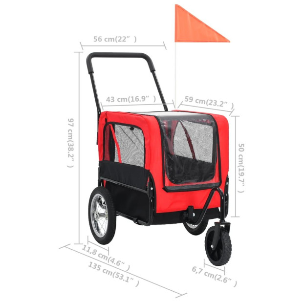 2-in-1 Pet Bike Trailer & Jogging Stroller Red And Black Image 9