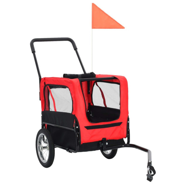 2-in-1 Pet Bike Trailer & Jogging Stroller Red And Black Image 10