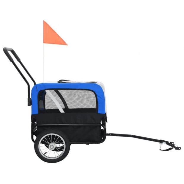 2-in-1 Pet Bike Trailer & Jogging Stroller Grey And Blue Image 3