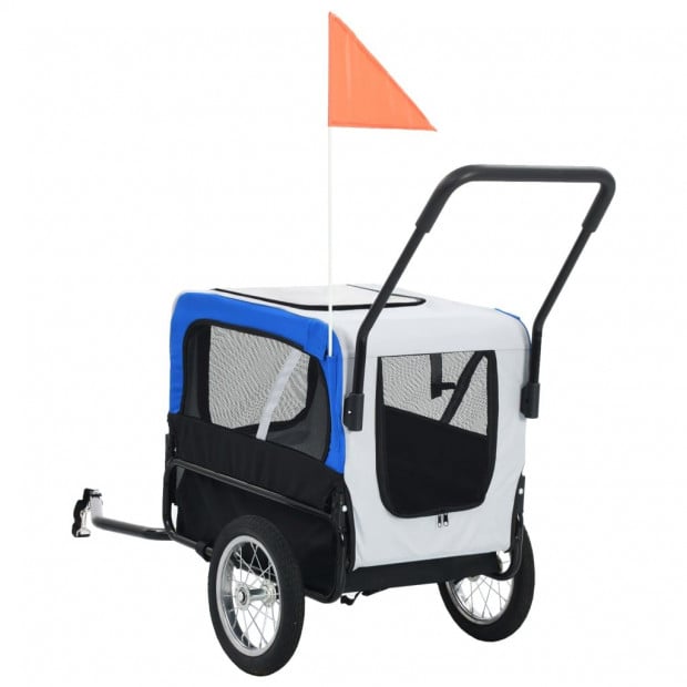 2-in-1 Pet Bike Trailer & Jogging Stroller Grey And Blue Image 4