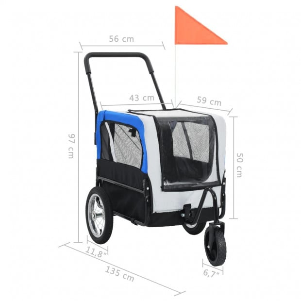 2-in-1 Pet Bike Trailer & Jogging Stroller Grey And Blue Image 10