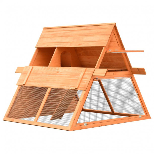 Rabbit Hutch Solid Pine & Fir Wood 152x128x108 Cm Image 4