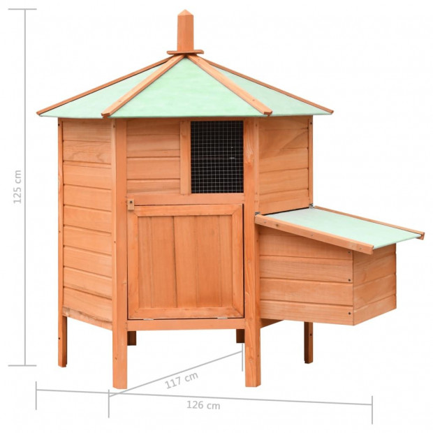 Chicken Cage Solid Pine & Fir Wood 126x117x125 Cm Image 11