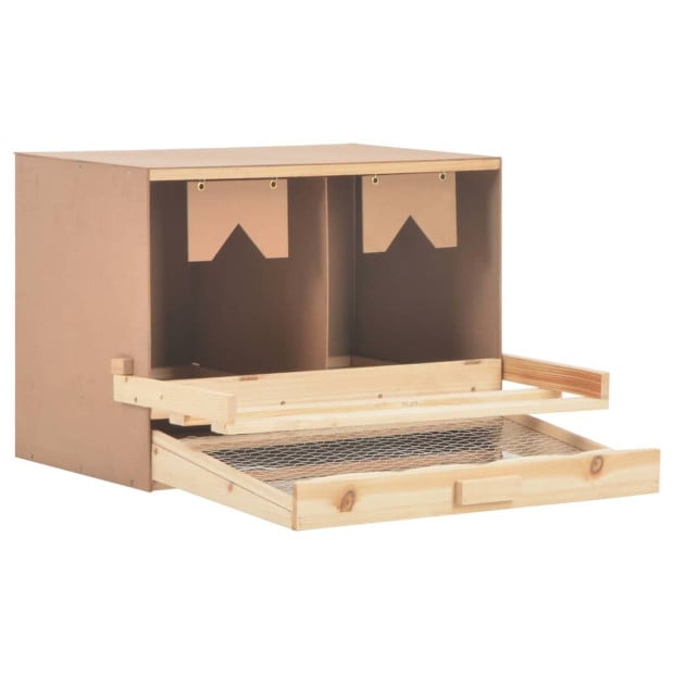 Chicken Laying Nest 2 Compartments 63x40x45 Cm Solid Pine Wood Image 5