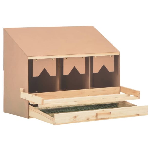 Chicken Laying Nest 3 Compartments 72x33x54 Cm Solid Pine Wood Image 5