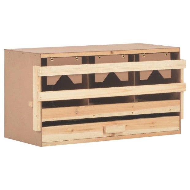 Chicken Laying Nest 3 Compartments 72x33x38 Cm Solid Pine Wood Image 3