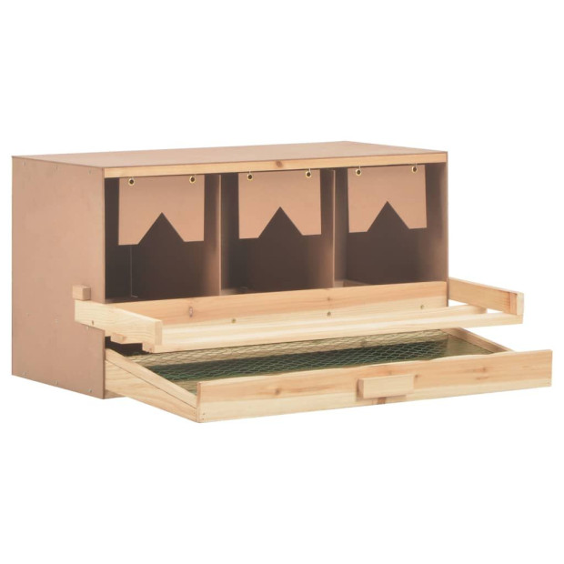 Chicken Laying Nest 3 Compartments 72x33x38 Cm Solid Pine Wood Image 5