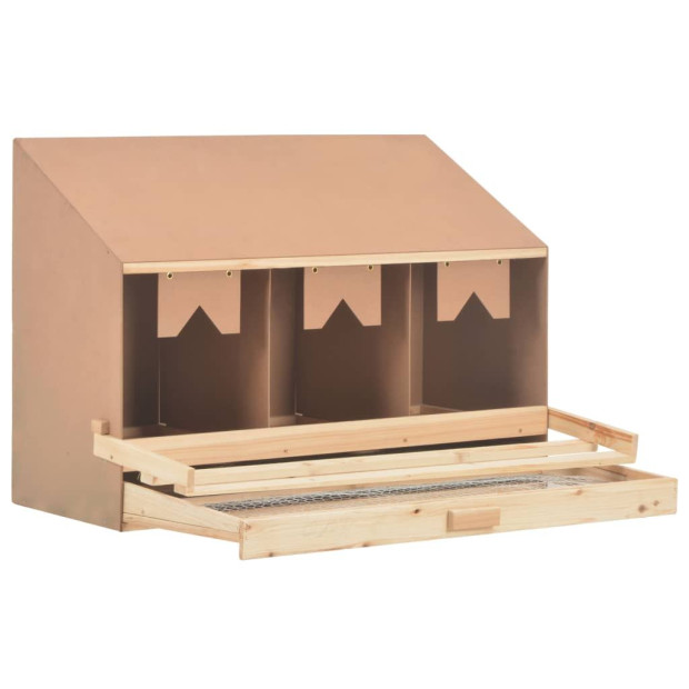 Chicken Laying Nest 3 Compartments 93x40x65 Cm Solid Pine Wood Image 4