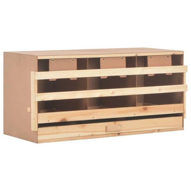 Chicken Laying Nest 3 Compartments 96x40x45 Cm Solid Pine Wood Image 3