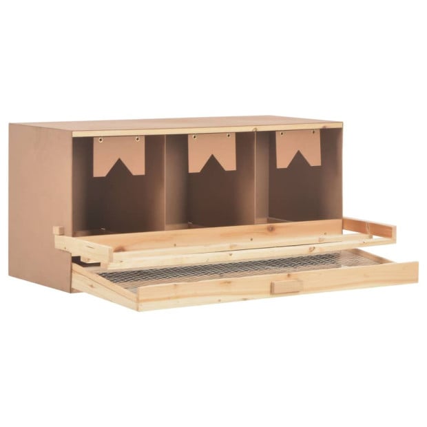 Chicken Laying Nest 3 Compartments 96x40x45 Cm Solid Pine Wood Image 5