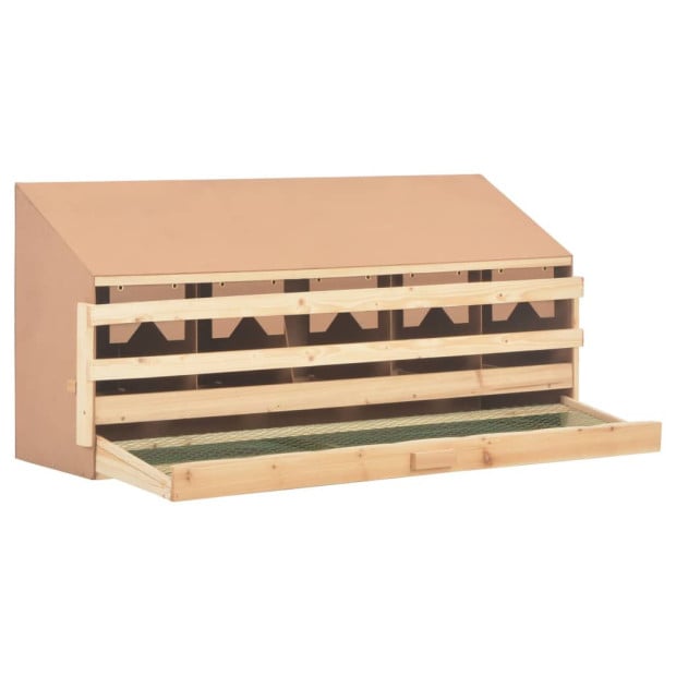 Chicken Laying Nest 5 Compartments 117x33x54 Cm Solid Pine Wood Image 3