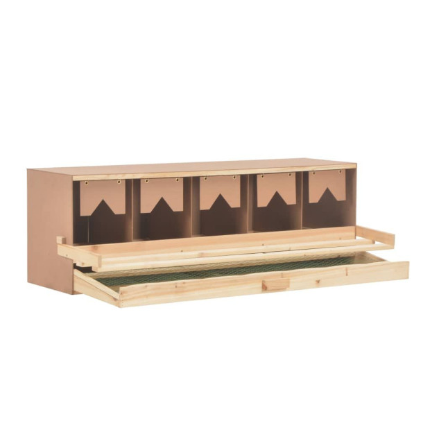 Chicken Laying Nest 5 Compartments 117x33x38 Cm Solid Pine Wood Image 4
