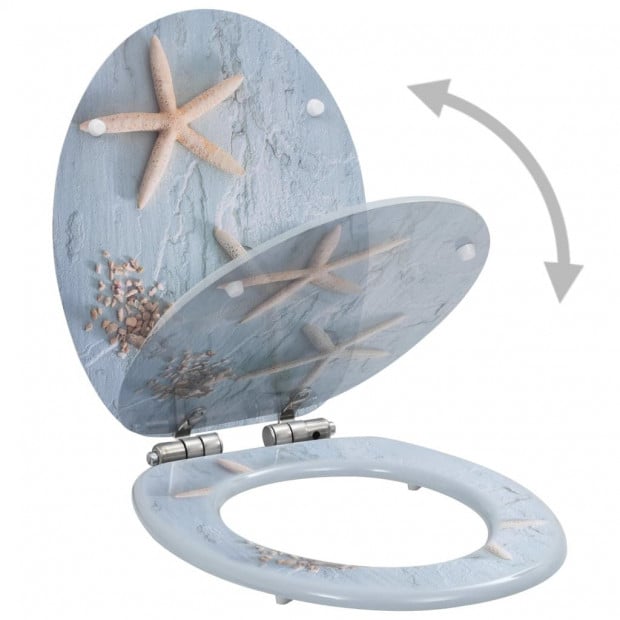 Toilet Seat With Soft Close Lid Mdf Starfish Design Image 2