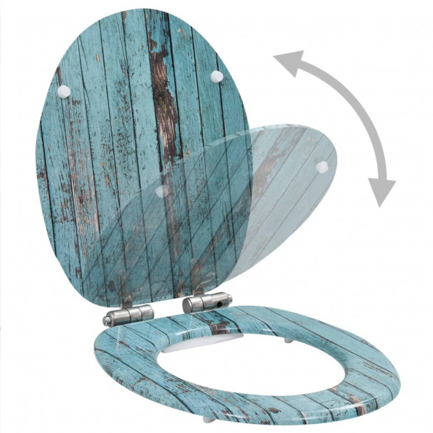 Toilet Seat With Soft Close Lid Mdf Old Wood Design Image 2