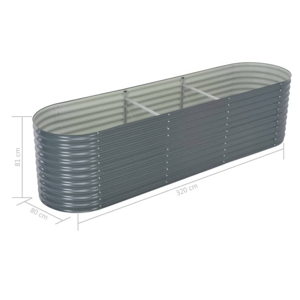 Garden Raised Bed 320 x 80 x 81cm Galvanised Steel Grey Image 8