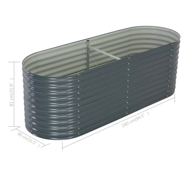 Garden Raised Bed 240 x 80 x 81cm Galvanised Steel Grey Image 8