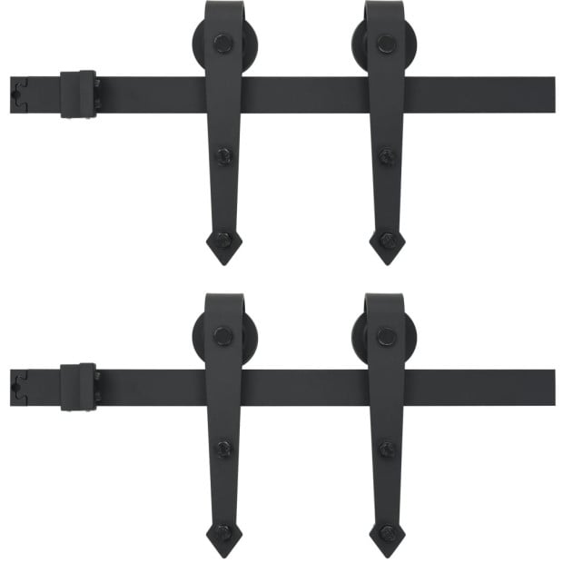 Sliding Door Hardware Kit 2x183 Cm Steel Black Image 2