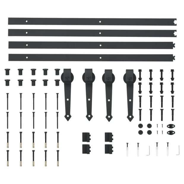 Sliding Door Hardware Kit 2x183 Cm Steel Black Image 5