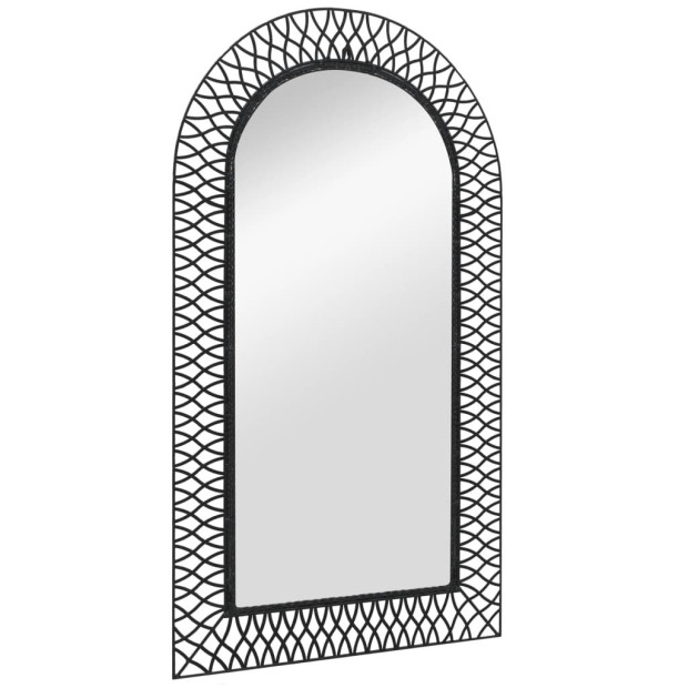 Garden Wall Mirror Arched 60x110 Cm Black Image 2