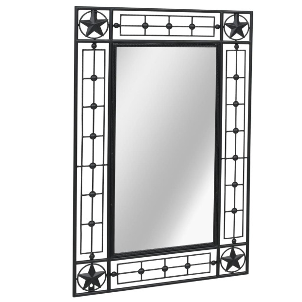 Garden Wall Mirror Rectangular 50x80 Cm Black Image 2