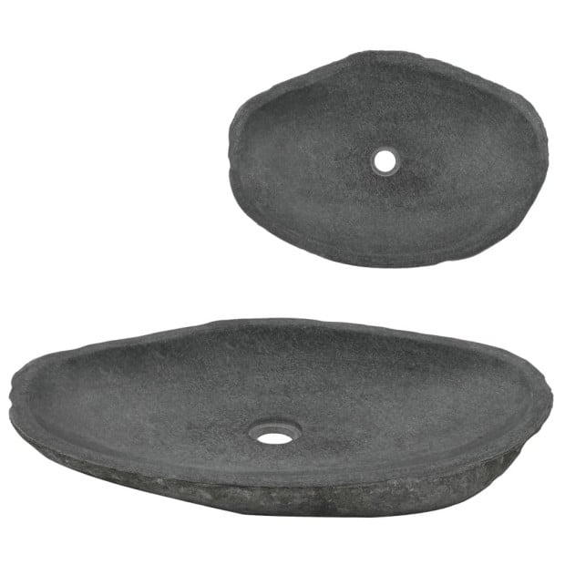 Wash Basin River Stone Oval 60-70x38-45x6 Cm