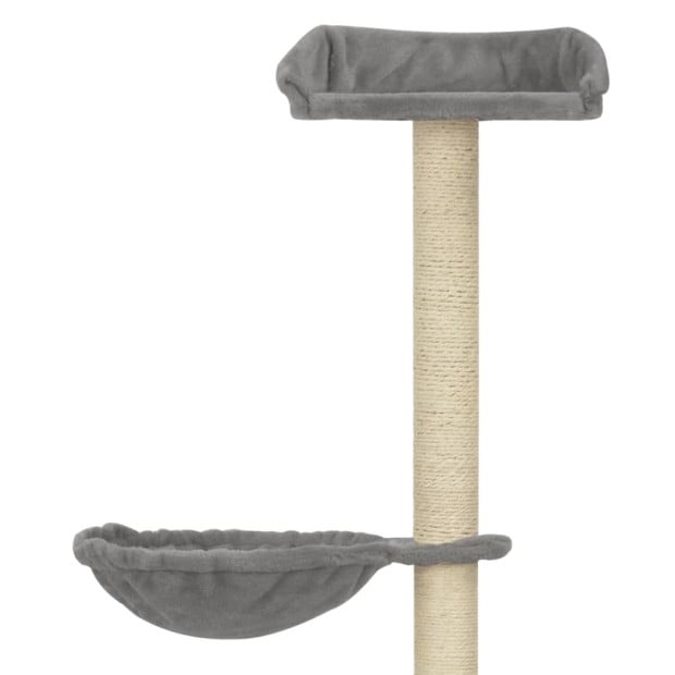 Cat Tree With Sisal Scratching Posts Grey 148 Cm Image 4