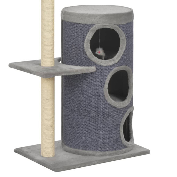 Cat Tree With Sisal Scratching Posts Grey 148 Cm Image 5