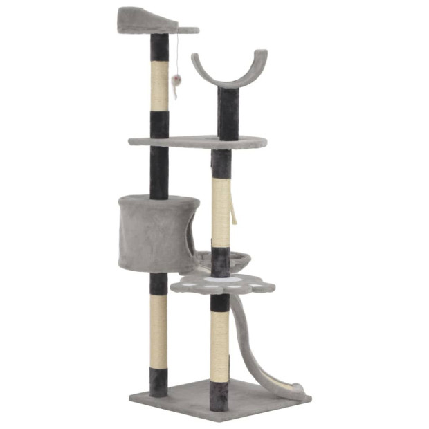 Cat Tree With Sisal Scratching Posts Grey 145 Cm Image 3