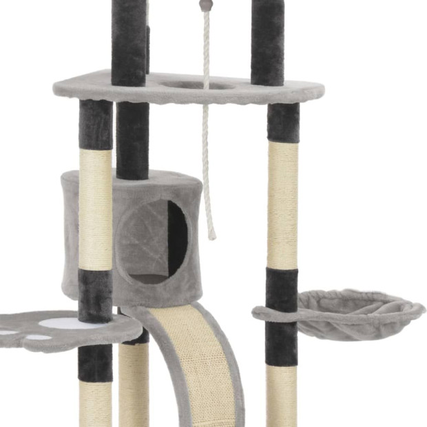 Cat Tree With Sisal Scratching Posts Grey 145 Cm Image 4