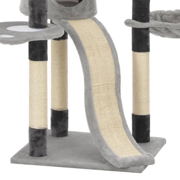 Cat Tree With Sisal Scratching Posts Grey 145 Cm Image 5